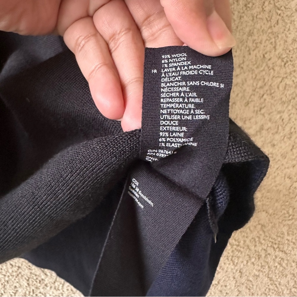 COS Boat Neck Pullover Wool Sweater Black/ navy blue - Picture 5 of 6